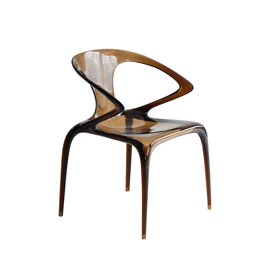 Modern chair with a transparent backrest on a white background