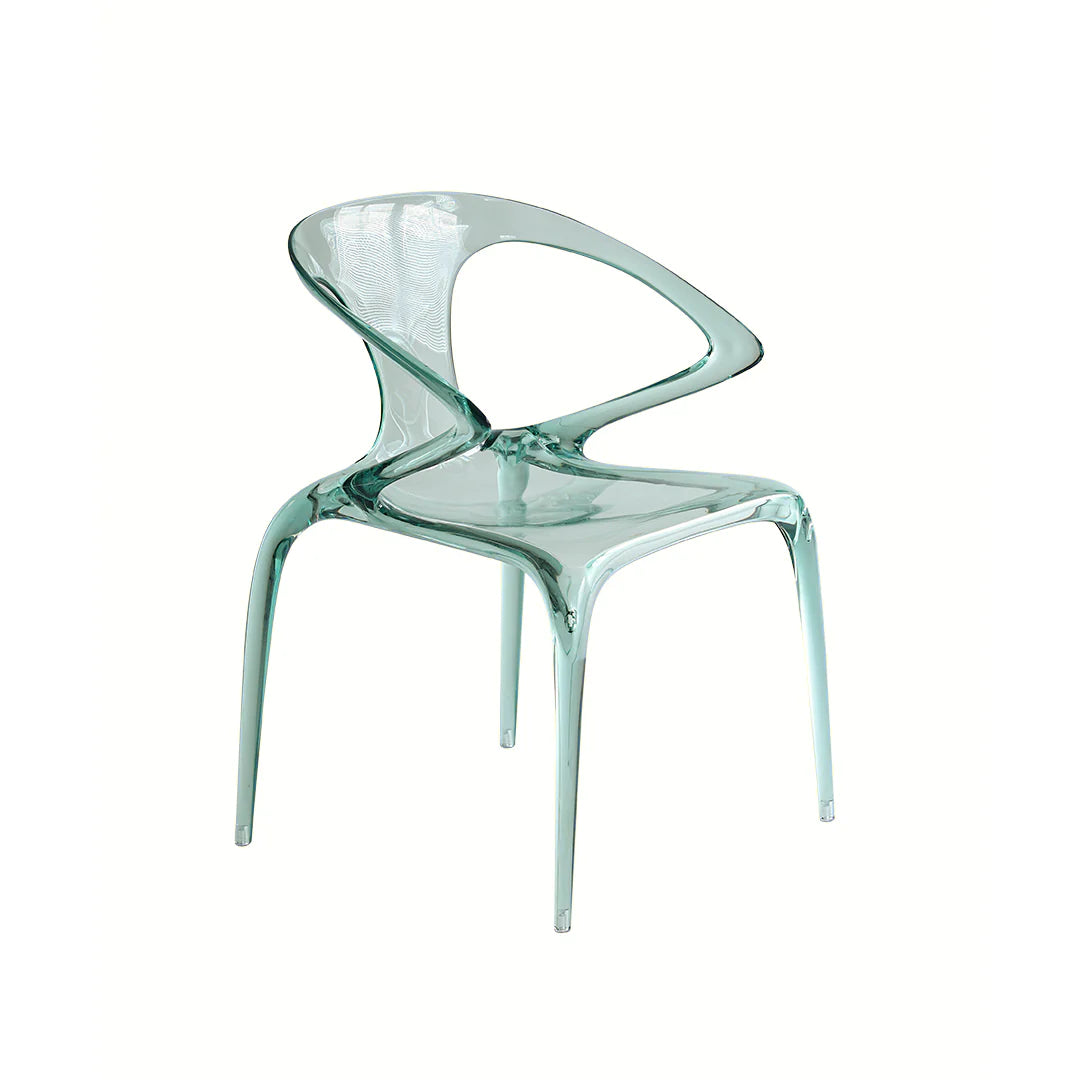 Clear plastic chair on a white background