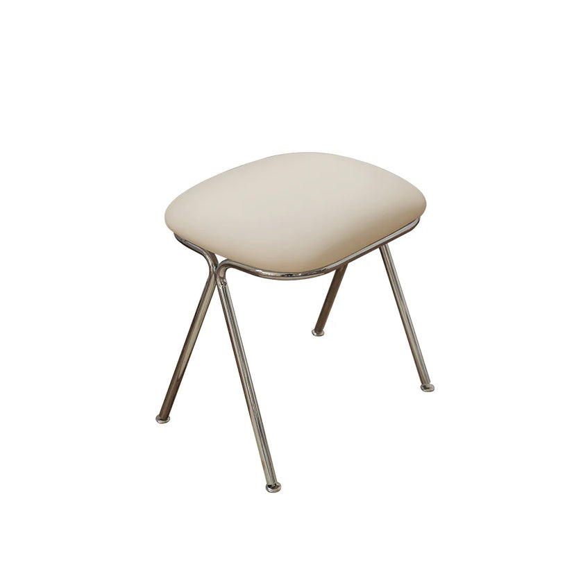Beige stool with metal legs on a white background