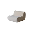 Modern chair with curved design in beige and gray on a white background
