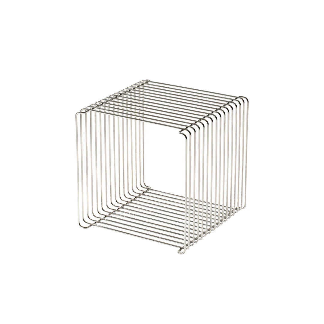Wire mesh cube on a white background