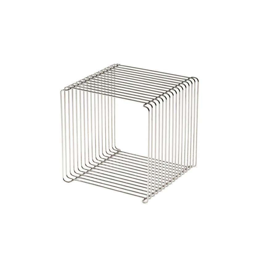 Wire mesh cube on a white background
