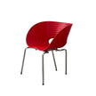 Red chair with wavy design on a white background